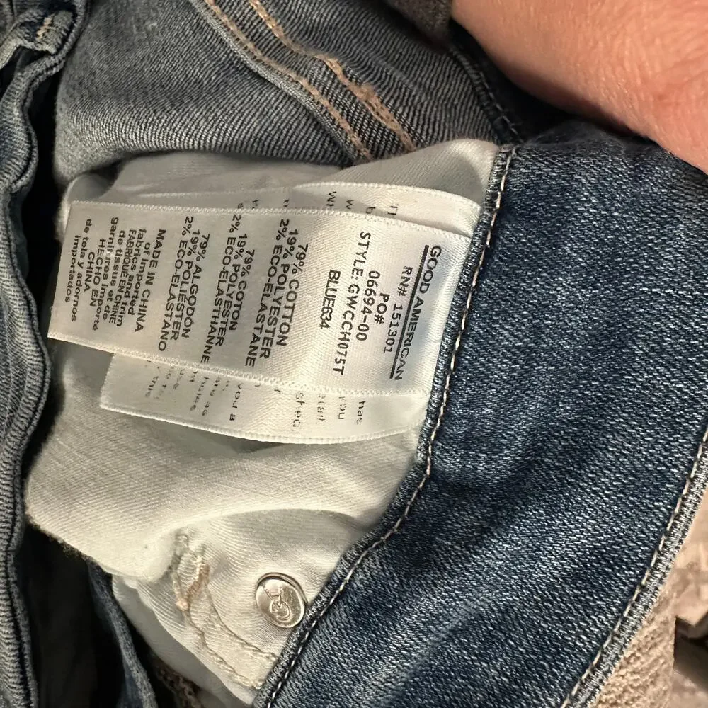 GOOD AMERICAN Good Waist Chew Hem Skinny Jeans 12 NWOT - Picture 7 of 7